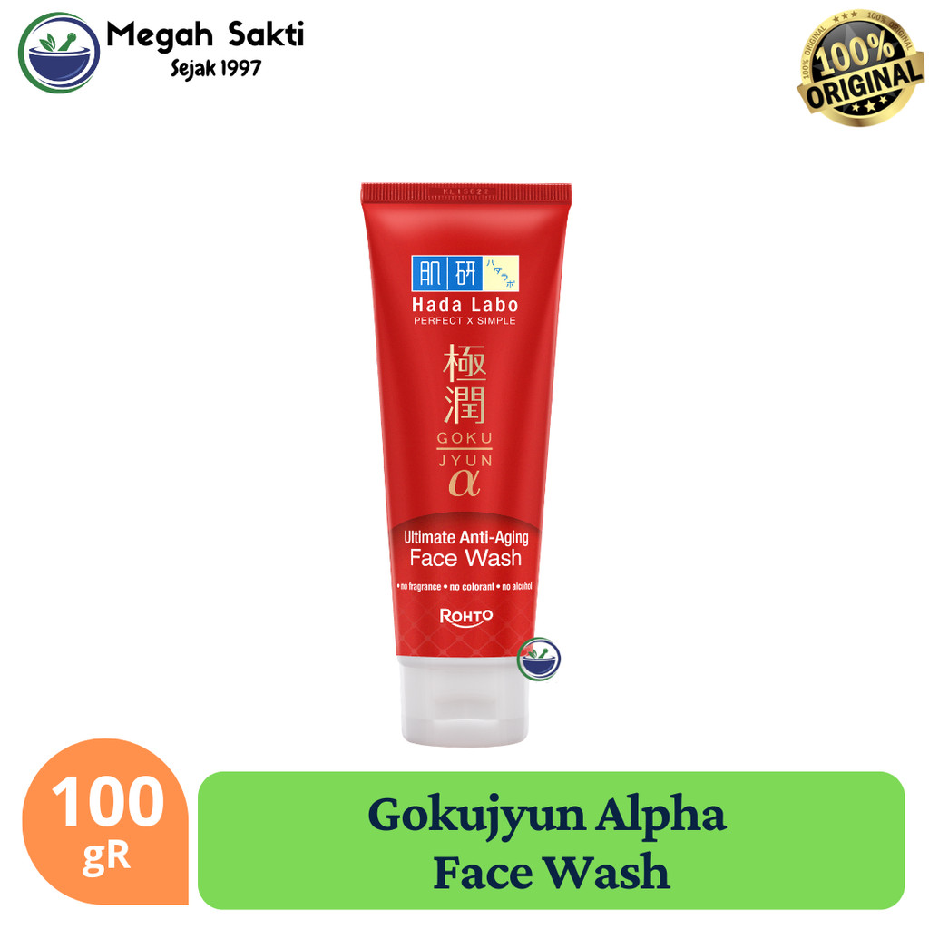 Hadalabo Hada Labo Gokujyun Alpha Ultimate Anti-Aging Face Wash 100 gR MERAH