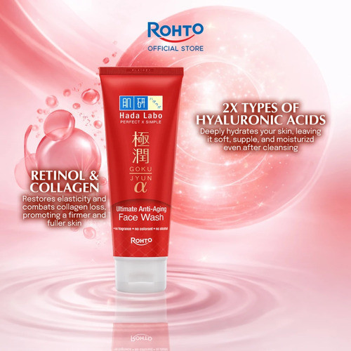 Hadalabo Hada Labo Gokujyun Alpha Ultimate Anti-Aging Face Wash 100 gR MERAH
