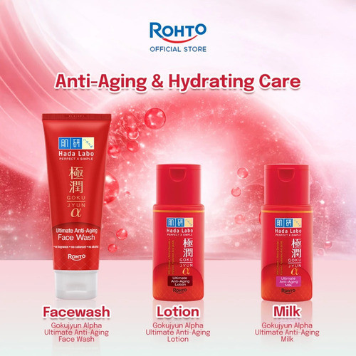 Hadalabo Hada Labo Gokujyun Alpha Ultimate Anti-Aging Face Wash 100 gR MERAH