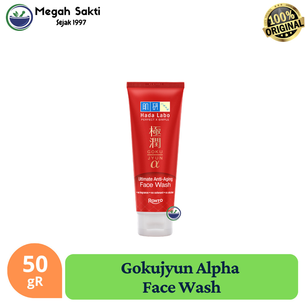 Hadalabo Hada Labo Gokujyun Alpha Ultimate Anti-Aging Face Wash 50 gR MERAH