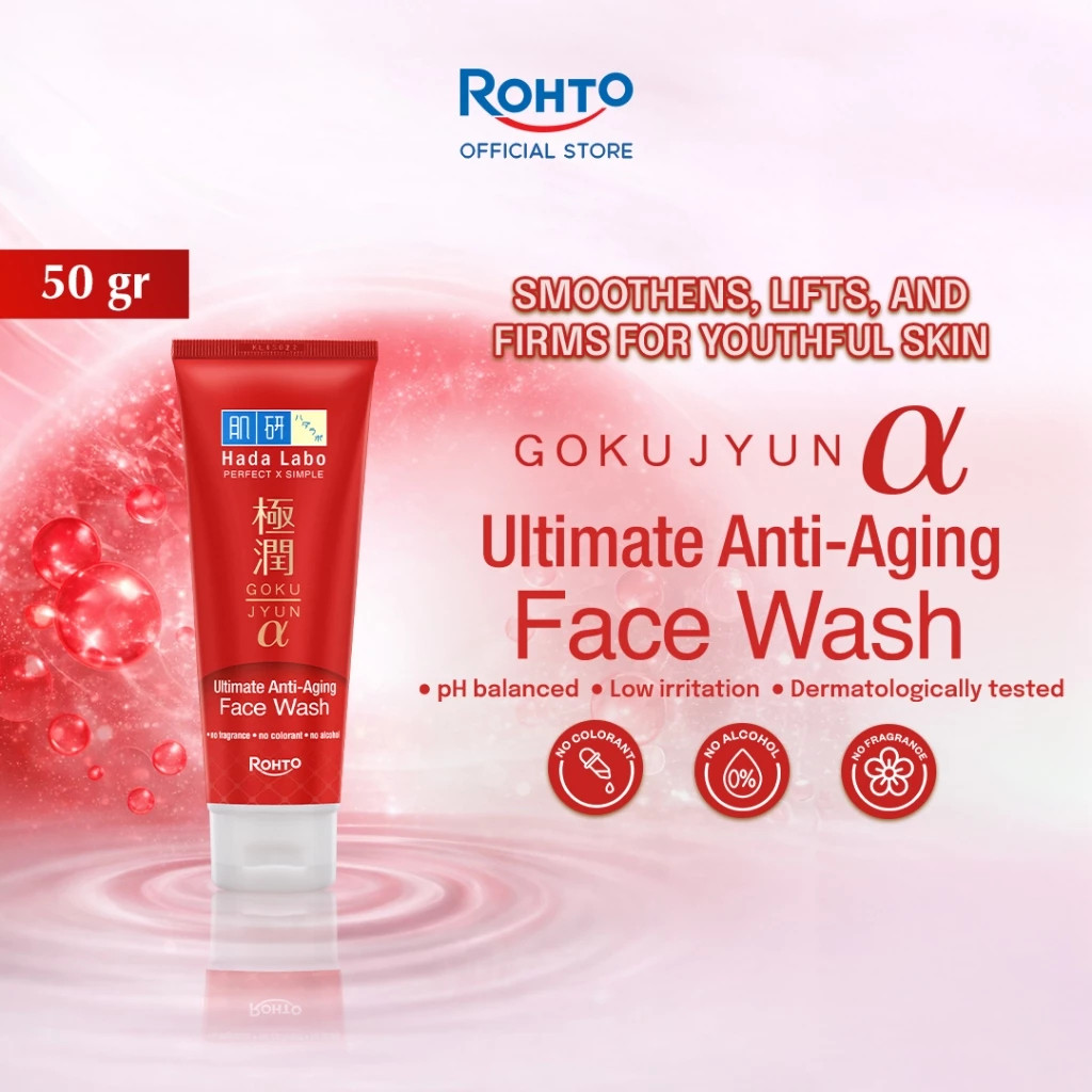 Hadalabo Hada Labo Gokujyun Alpha Ultimate Anti-Aging Face Wash 50 gR MERAH
